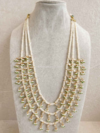 3 Strand Pearl Kundan Long Necklace - SOKORA JEWELS3 Strand Pearl Kundan Long Necklace