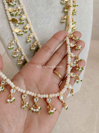3 Strand Pearl Kundan Long Necklace - SOKORA JEWELS3 Strand Pearl Kundan Long Necklace