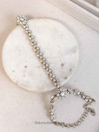 Antique Gold & Clear Crystal Hand Chain