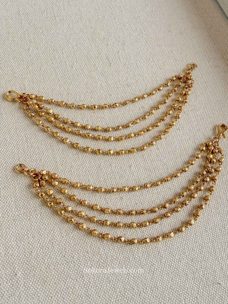 4 Line Bright Gold Earring Chains - SOKORA JEWELS4 Line Bright Gold Earring ChainsEARRINGS