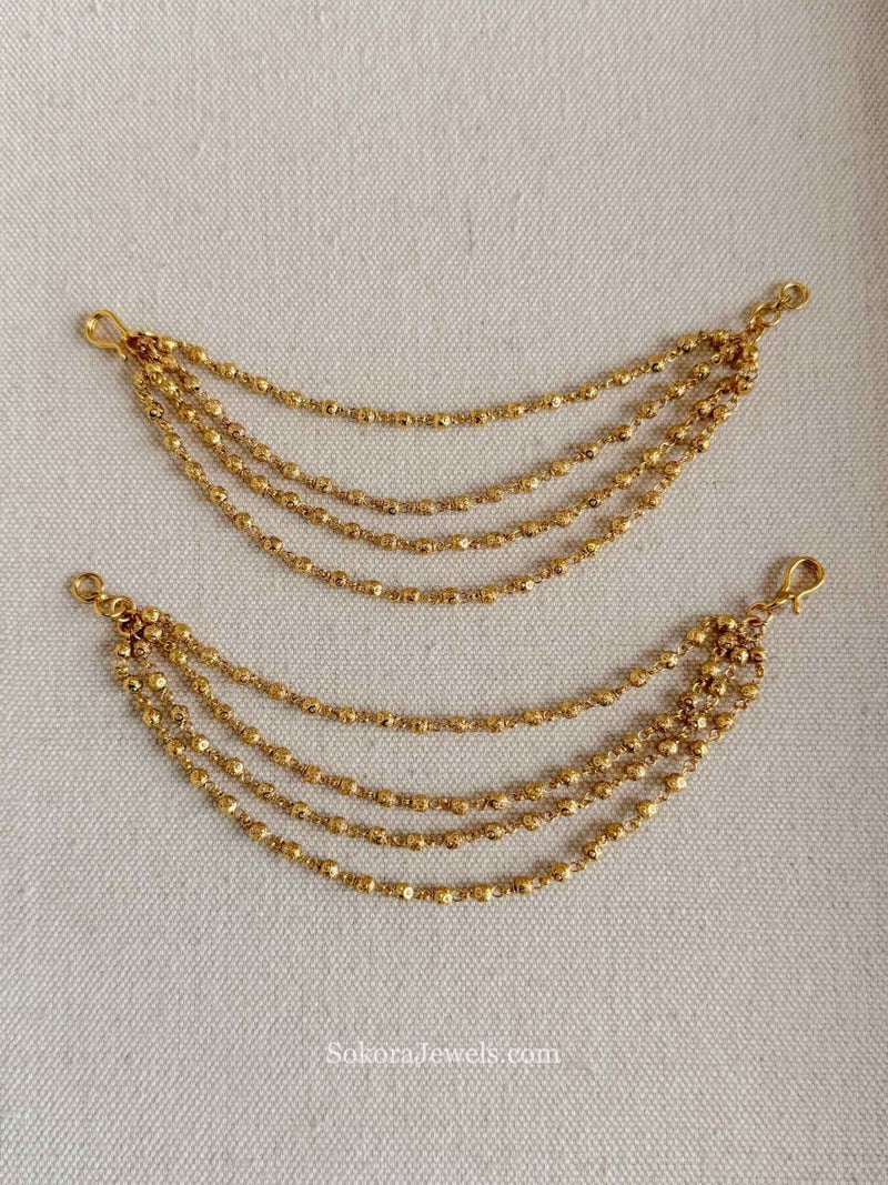 4 Line Bright Gold Earring Chains - SOKORA JEWELS4 Line Bright Gold Earring ChainsEARRINGS