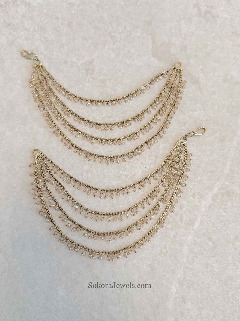 4 line Champagne Bead Detail Earring Chains - SOKORA JEWELS4 line Champagne Bead Detail Earring ChainsEARRINGS