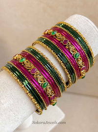 Ruby Green Temple Bangle set