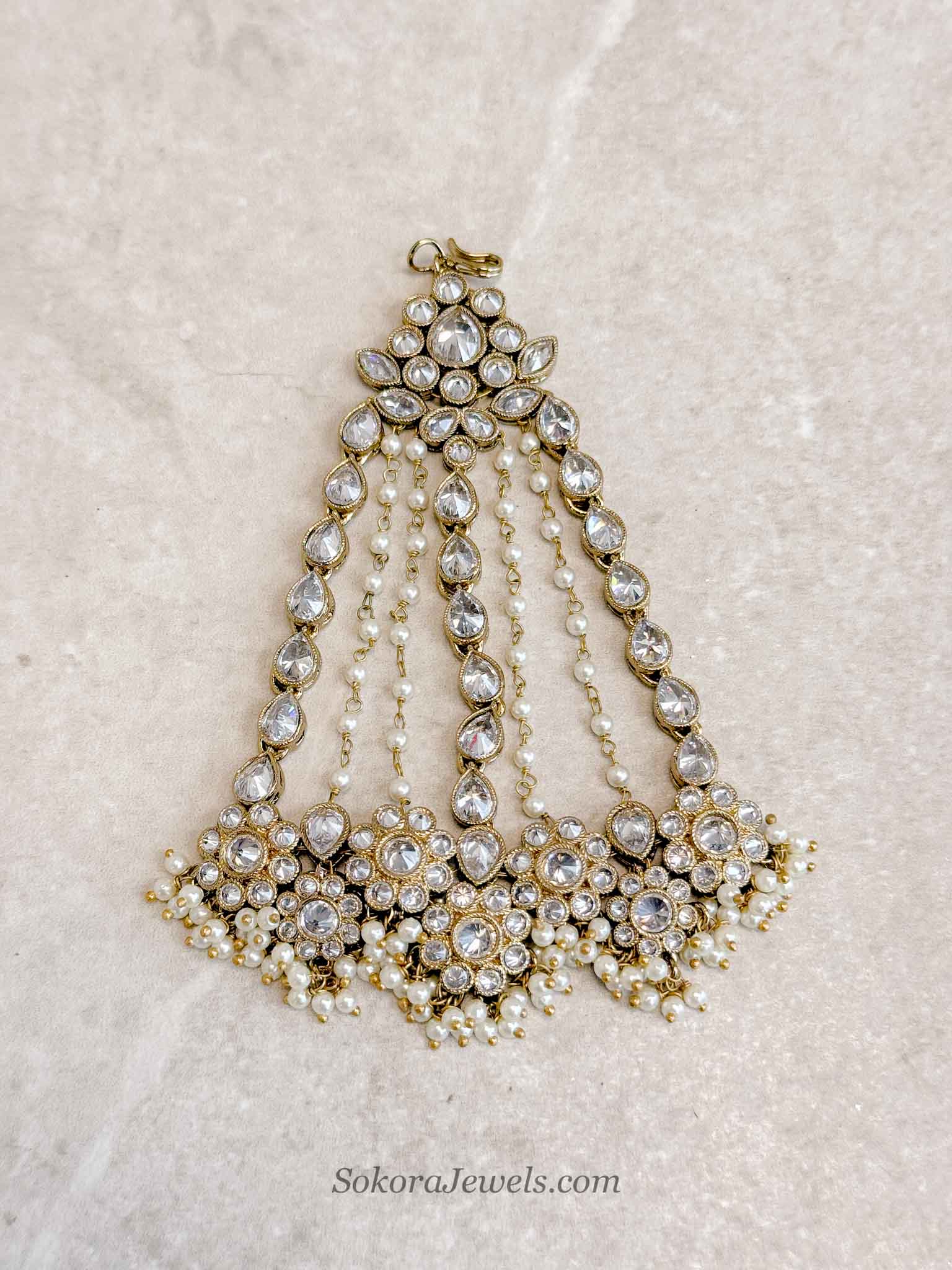 Clear Crystal & Pearl Jhumar