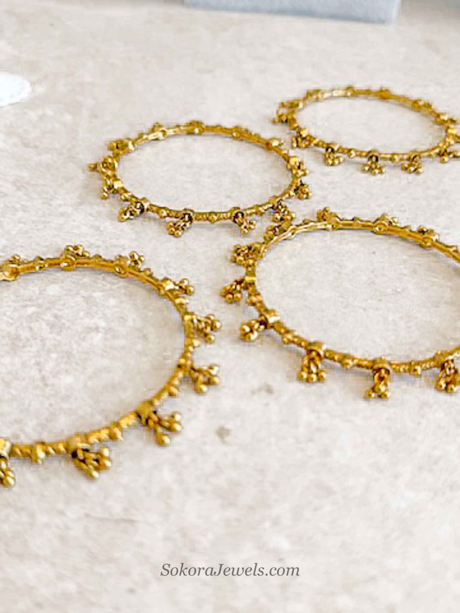 Set of 4 Heavy Gold Gold ball Bangles