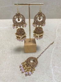 SLIGHTLY IMPERFECT: Antique Gold Drop Earrings - Pink