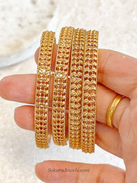 Set of 4 Intricate Gold Kada Bangles