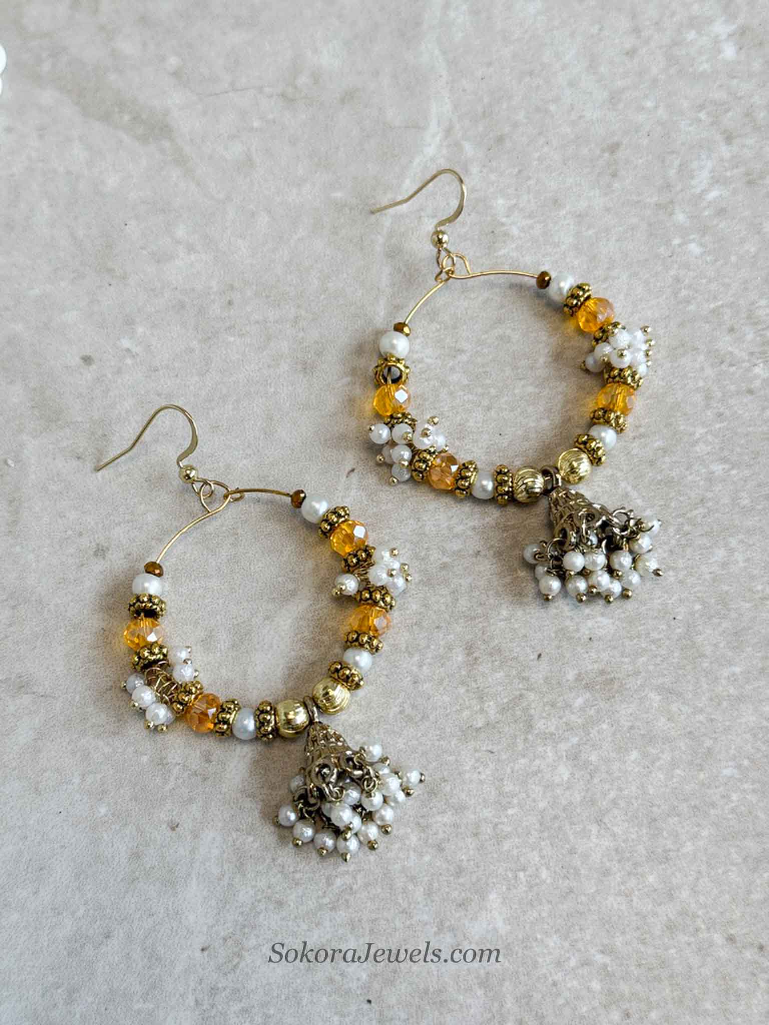 Yellow Jhumka Hoops