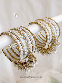 Asma White Bridal Jhumka Bangle set