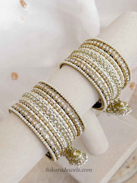 Small Cream Bridal Bangle Set with Jhumka Bangles