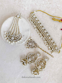 Clear Crystal & Pearl Bridal Choker Set