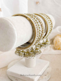 Small Cream Bridal Bangle Set with Jhumka Bangles