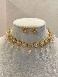 SLIGHTLY IMPERFECT: Antique Gold Necklace Set - Pink