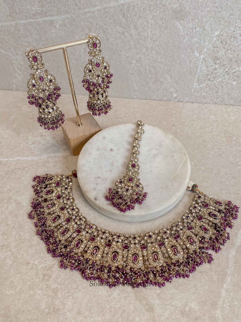 Sofia Golden Necklace Set - 18 Colour Options