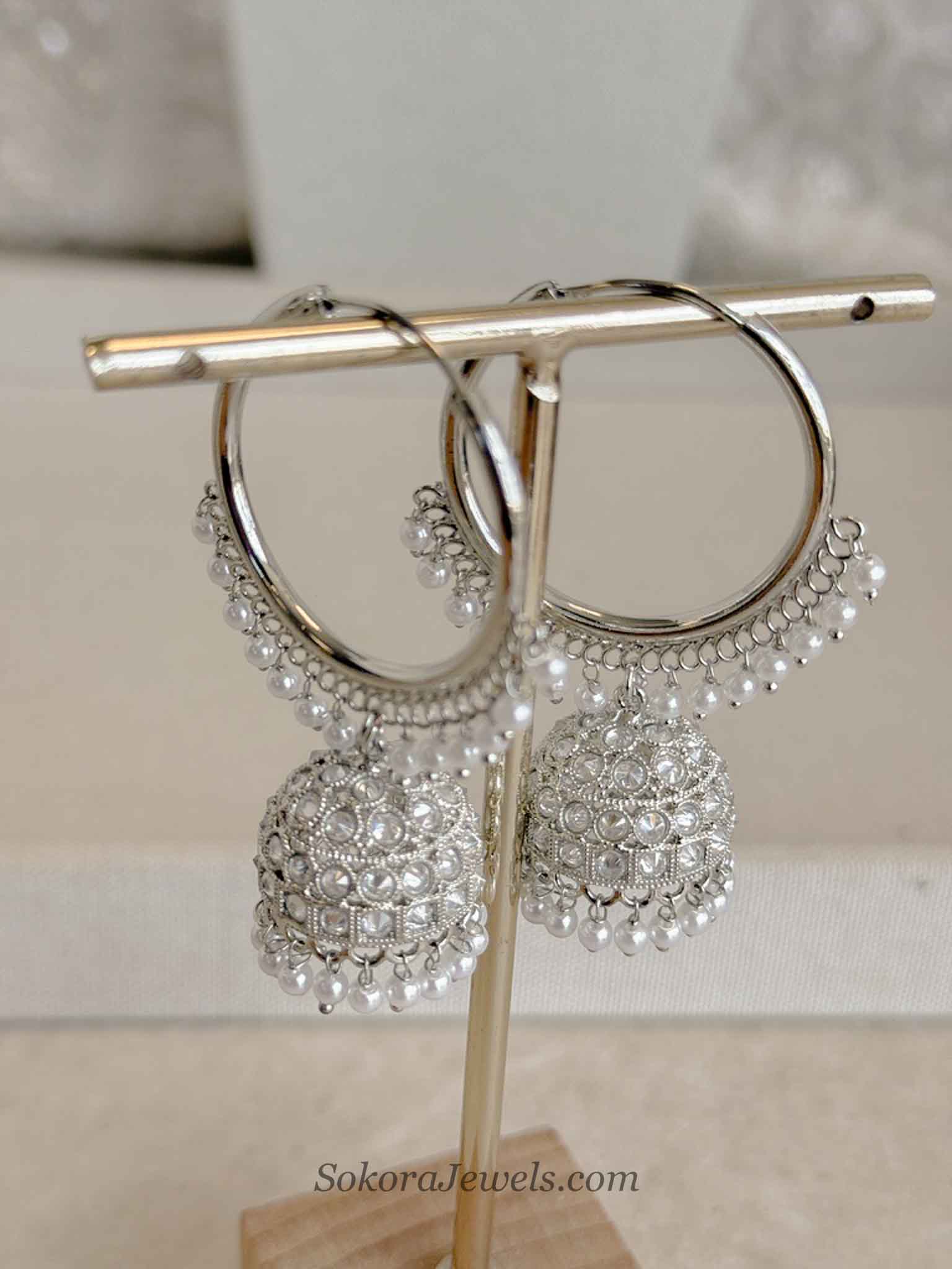 Silver Jhumka Hoops