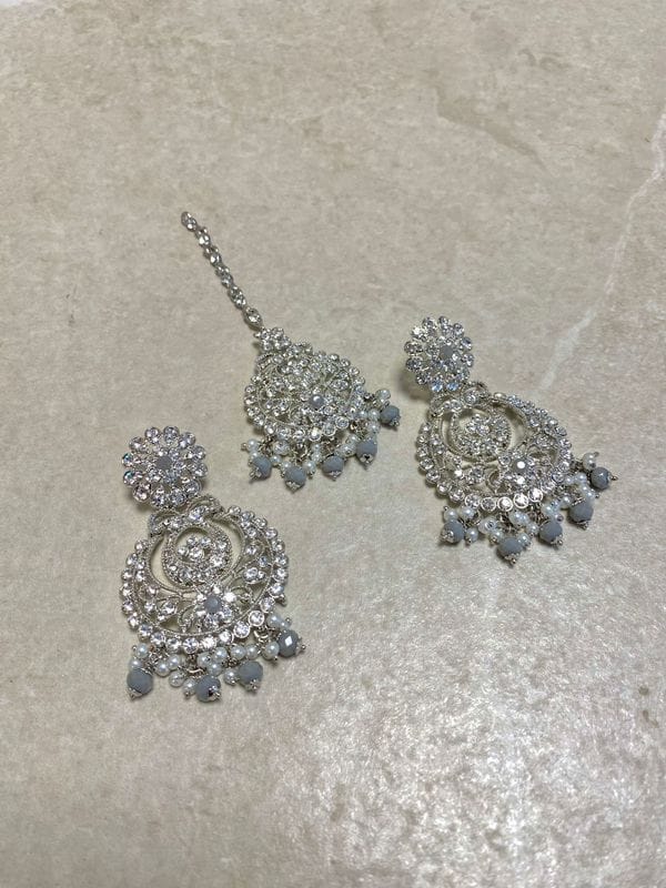 Deandra Silver Tikka set - Grey