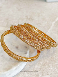 Set of 4 Square Detail Gold Bangles