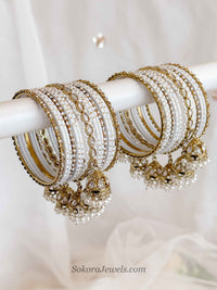 Asma White Bridal Jhumka Bangle set