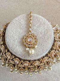 Mehnaaz Pearl Drop Choker Set - Champagne
