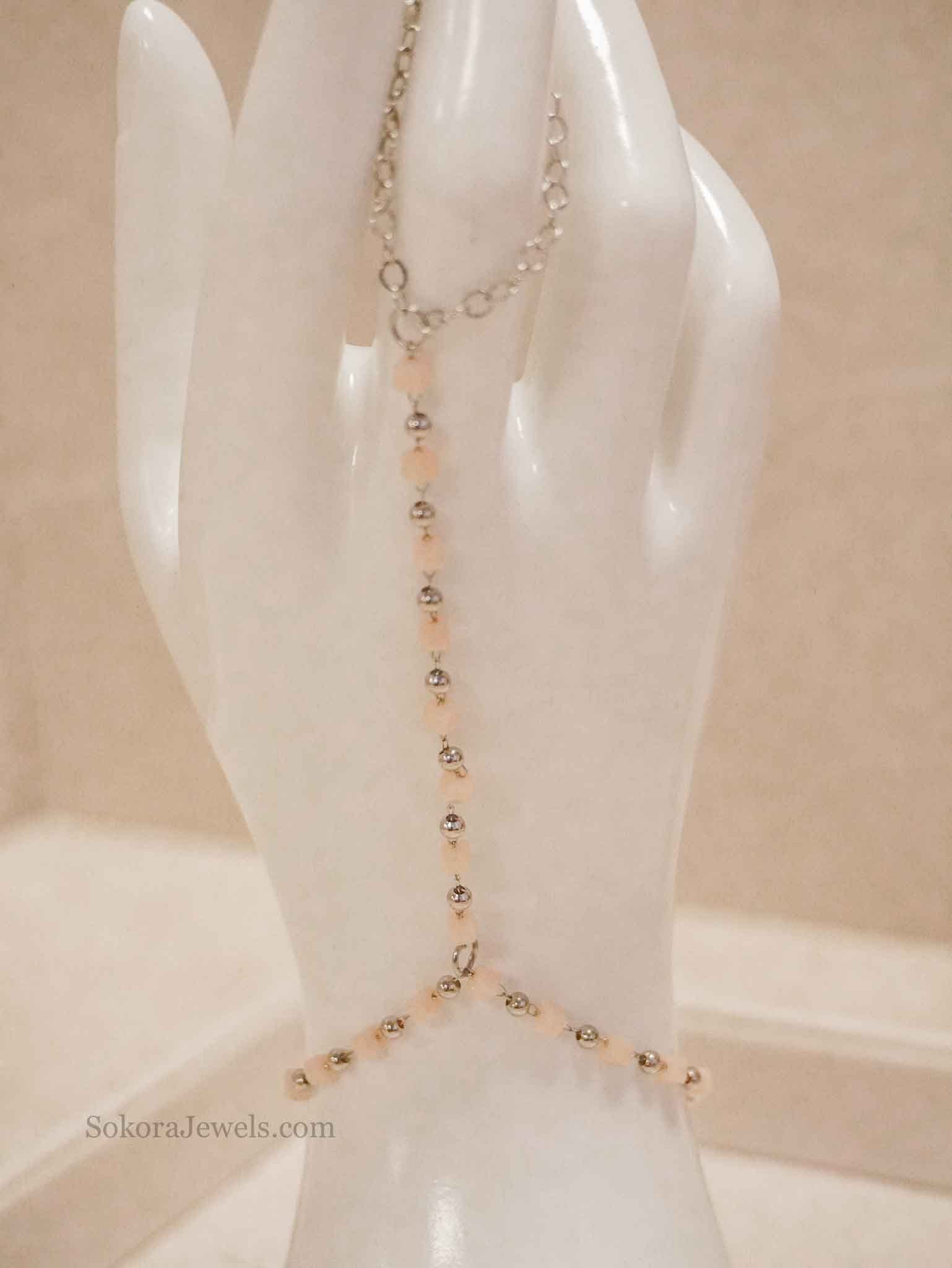 Silver and Peach Dainty Hand Harness