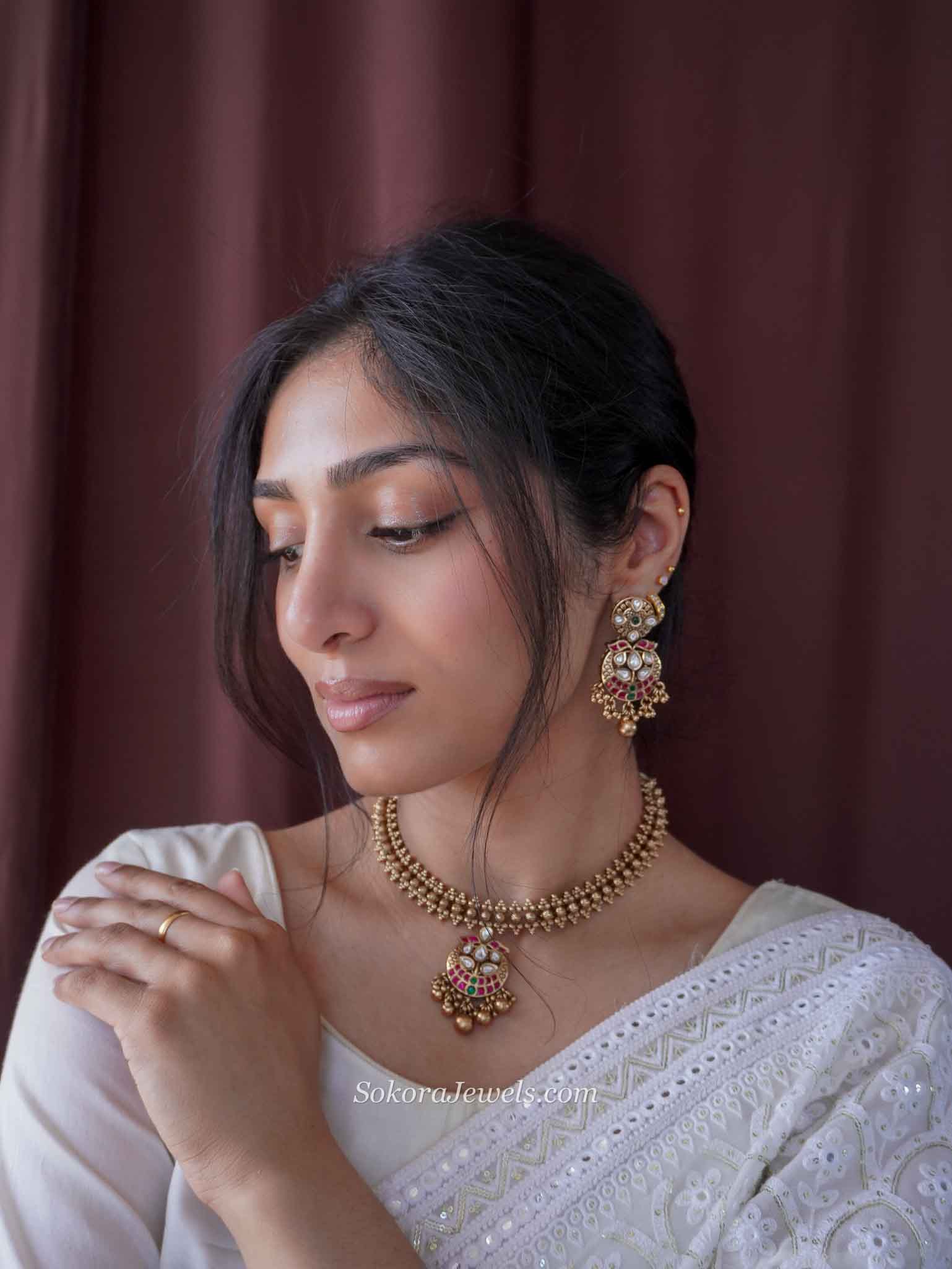Heritage Pendant Necklace Set – Ruby, Emerald & Kundan
