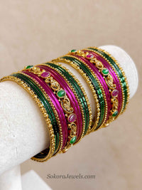 Ruby Green Temple Bangle set