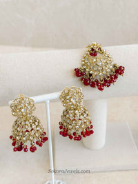 Golden Jhumka Earrings and Tikka Set