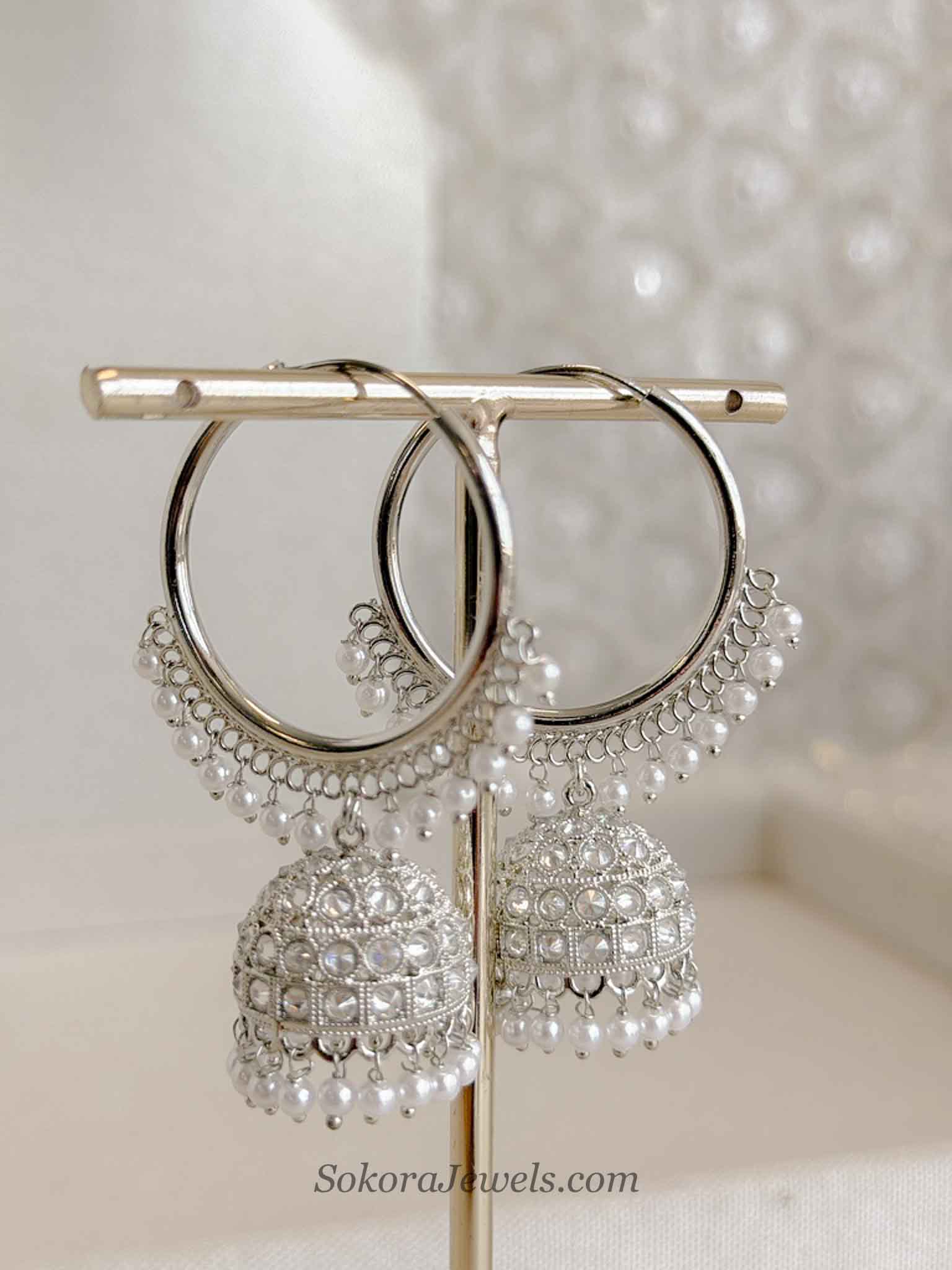 Silver Jhumka Hoops