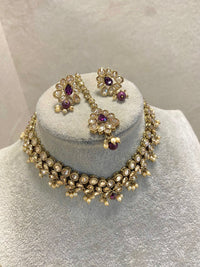 SLIGHTLY IMPERFECT: Antique Gold Necklace Set - Purple