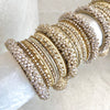 Yusra Pearl & Clear Bangle Set - Cream