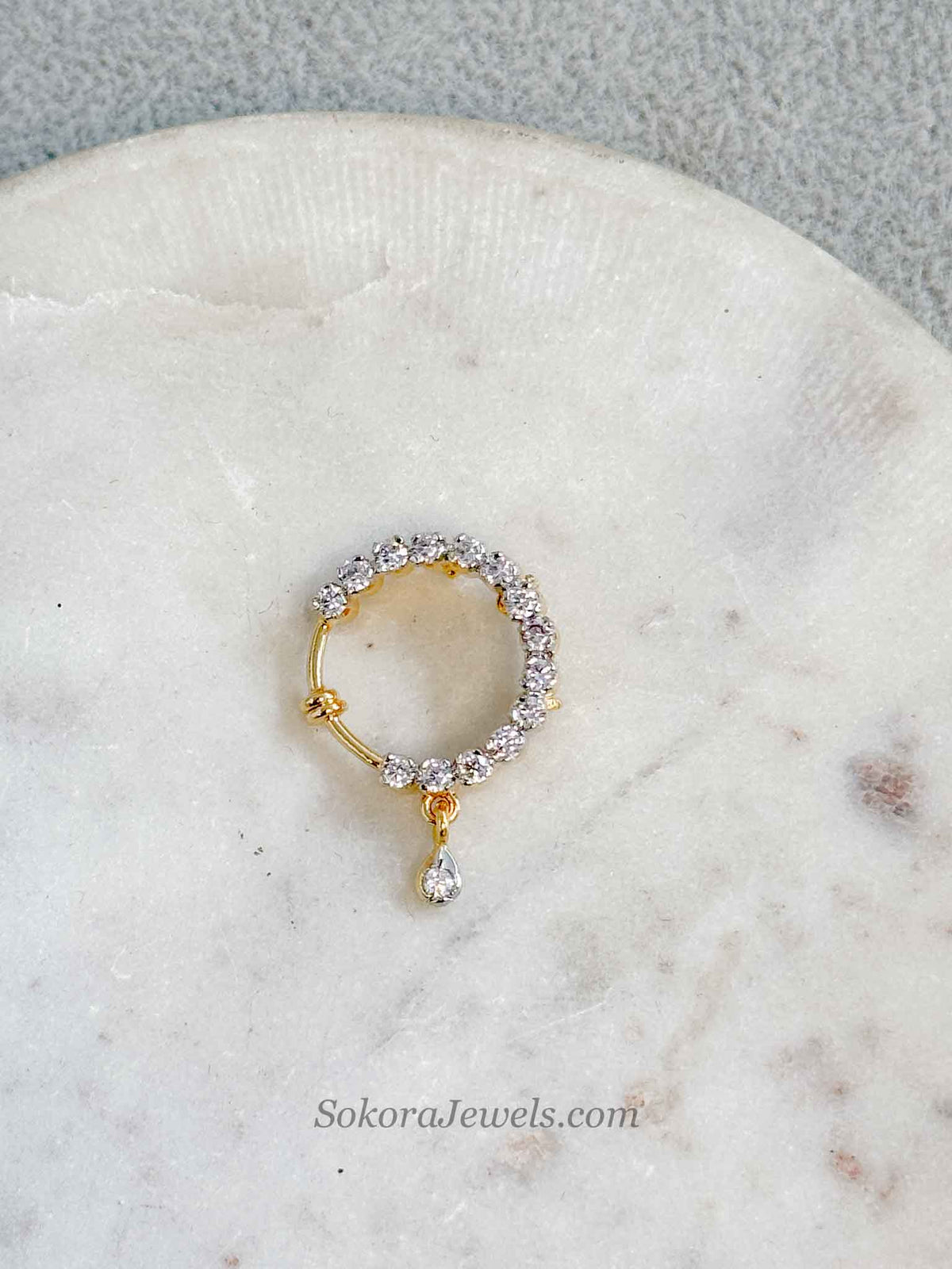Small Crystal Nose Rings - Clip On