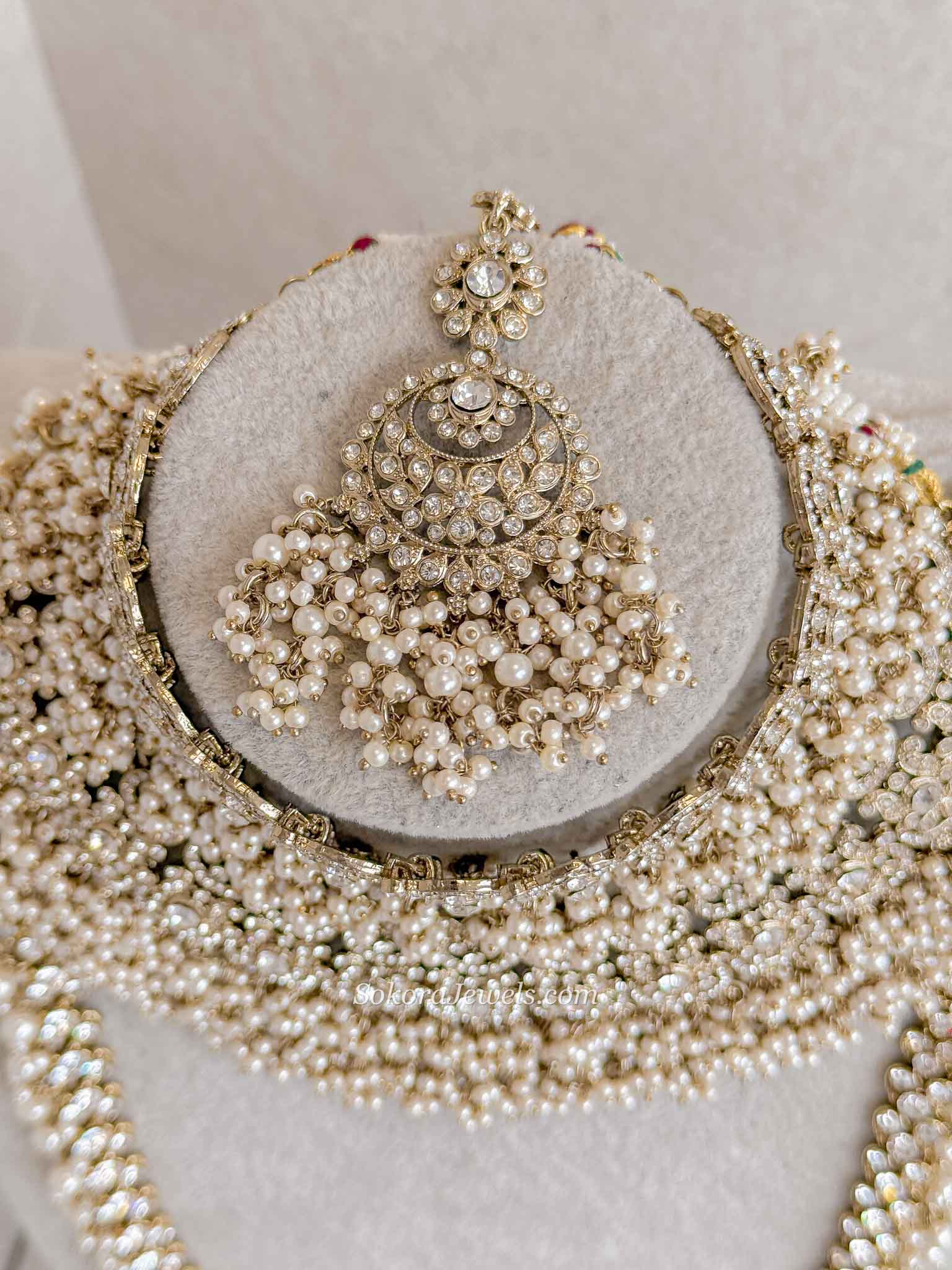 Antique Gold Full Bridal set - Pearl