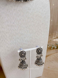 Oxidised Silver Floral Necklace set