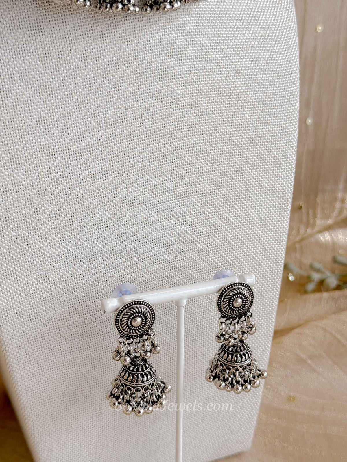 Oxidised Silver Floral Necklace set