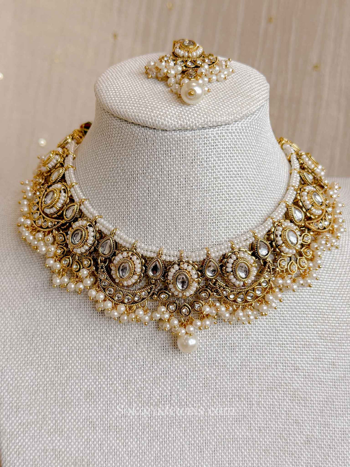 Sabrina Faux Kundan Set - White