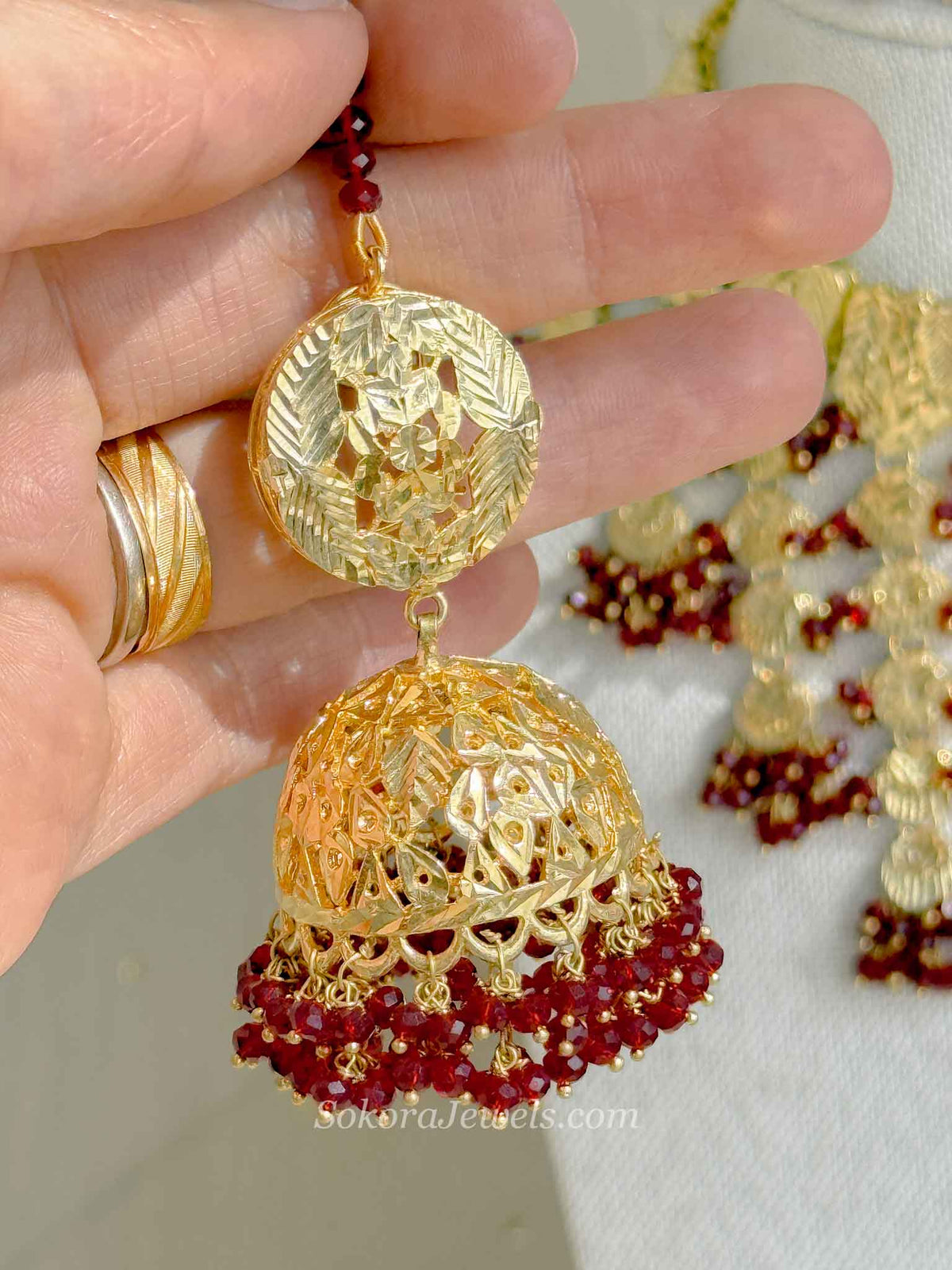 Faiza Gold Plated Bridal Choker set - Maroon
