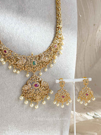 Gold Plated Long Haram Necklace set