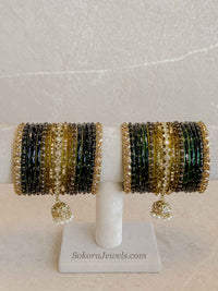 Bridal Green Glass Bangles Set - 2.6