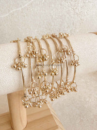 Set of 8 Kashmiri Bangles with Ghungroo - Gold