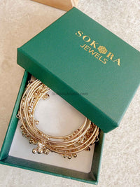 Set of 8 Kashmiri Bangles with Ghungroo - Gold