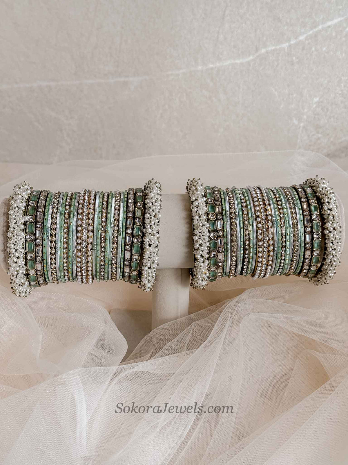 Thanjina Mint Bangle stack