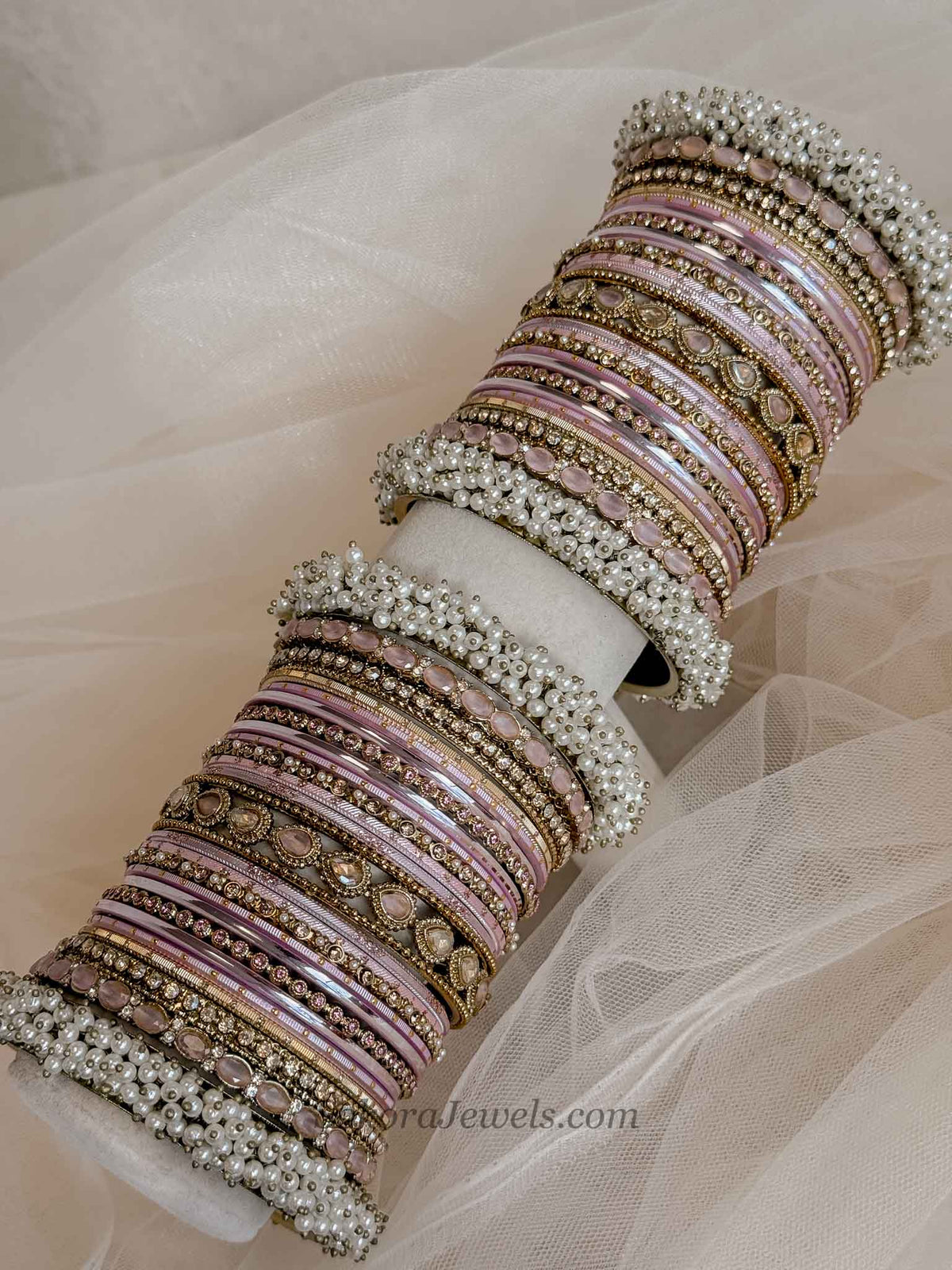 Thanjina Pink Bangle stack
