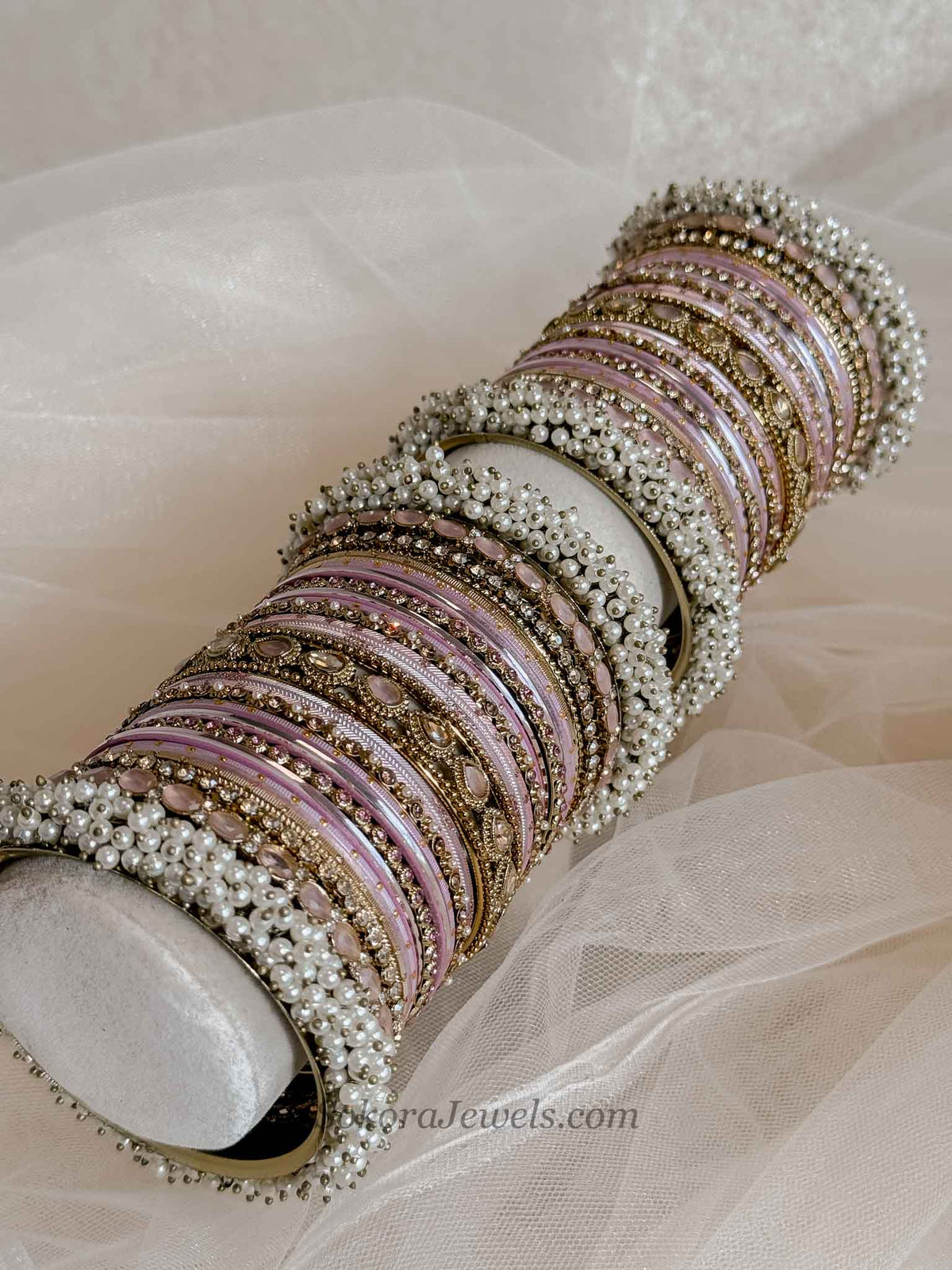 Thanjina Pink Bangle stack