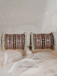 Thanjina Pink Bangle stack