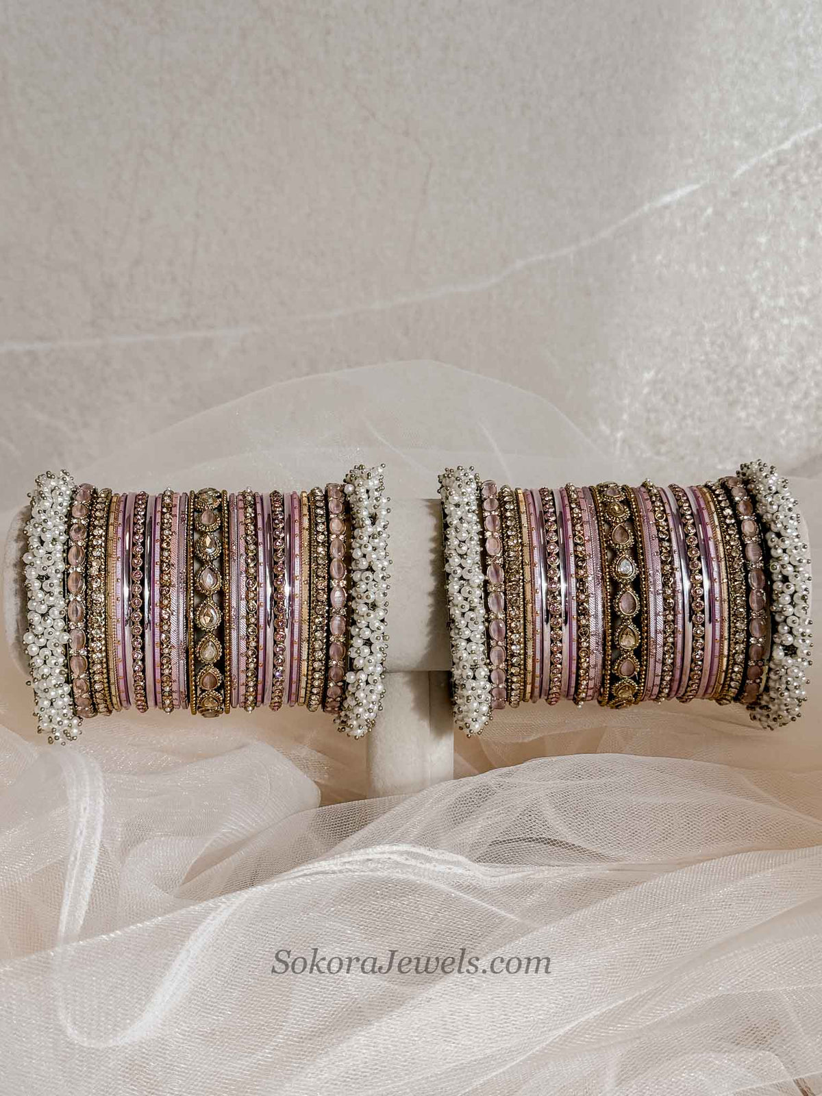 Thanjina Pink Bangle stack