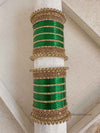 Regal Green and Golden Bangles Stack