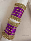 Regal Purple and Golden Bangles Stack
