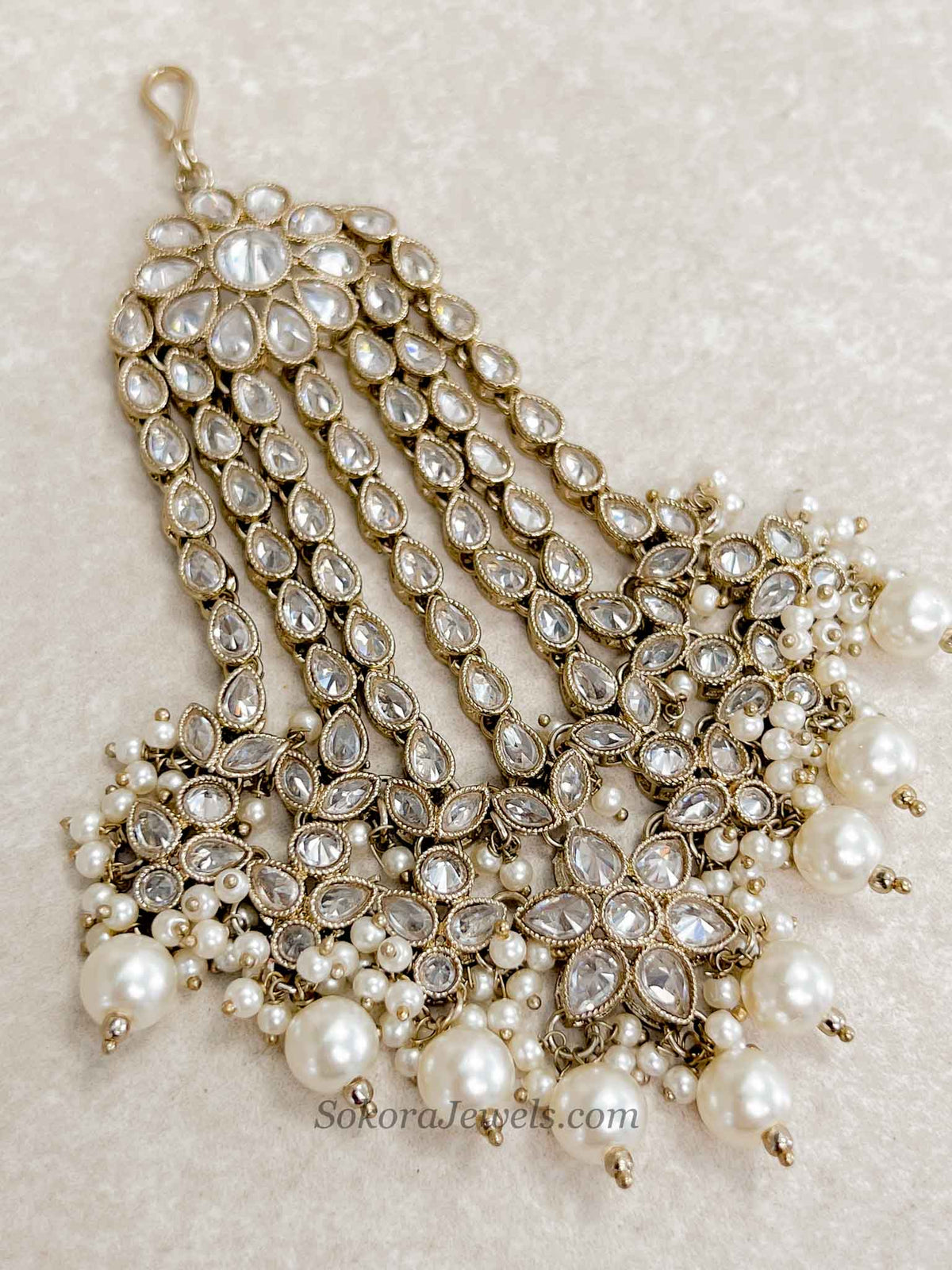 Aria Bridal Jhumar - Clear with Pearl