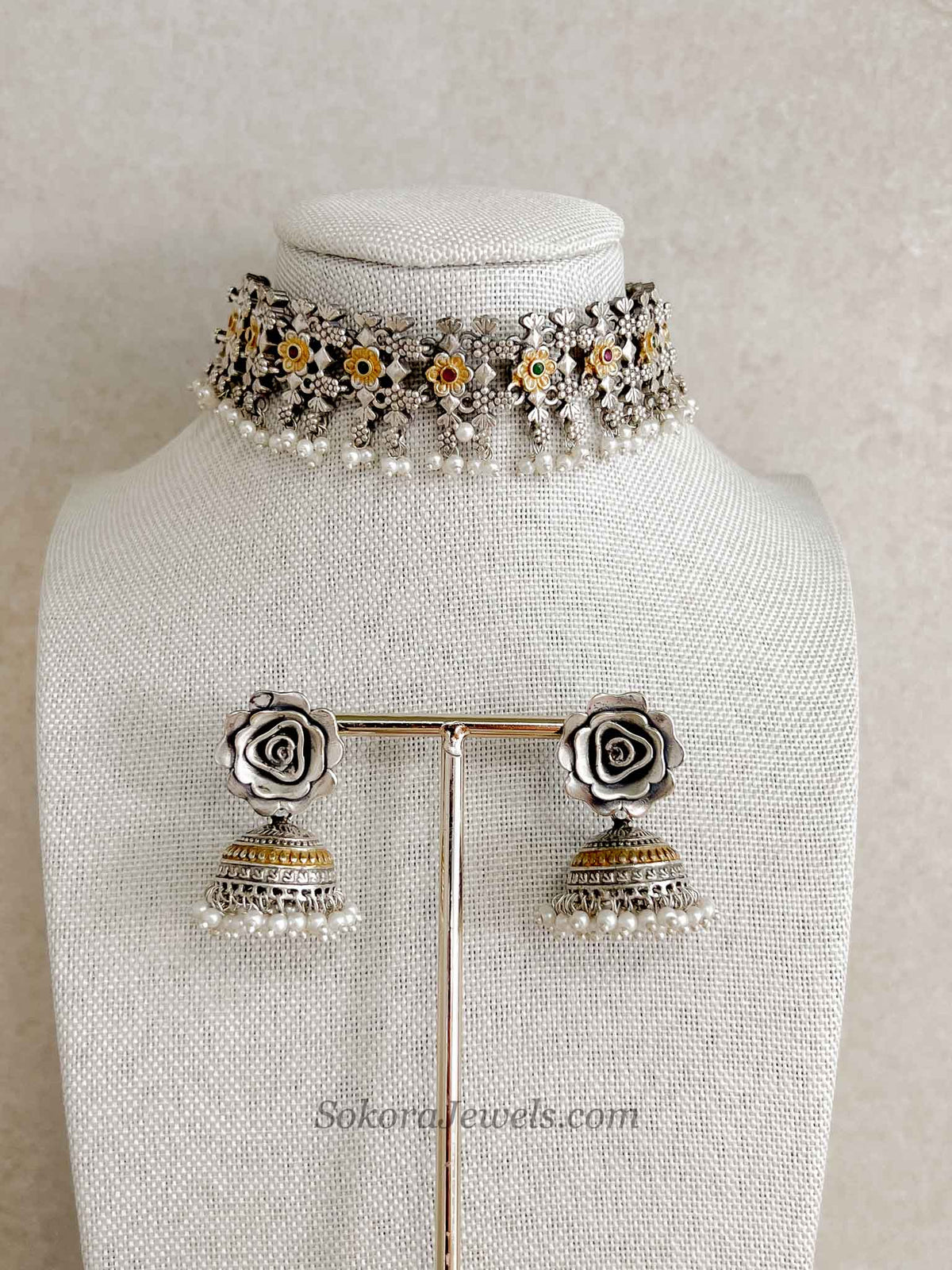 Gold/ Silver Heritage Floral Choker Set