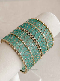 Rose Design Glass Bangle Set